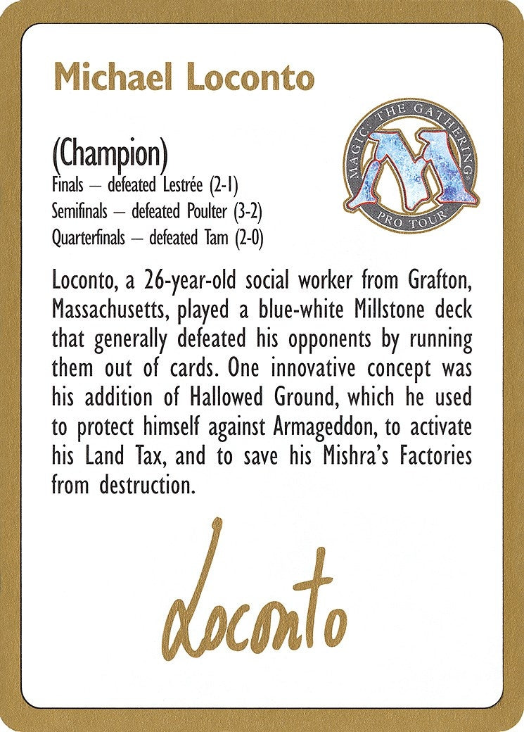 1996 Michael Loconto Biography Card (World Championship Decks)