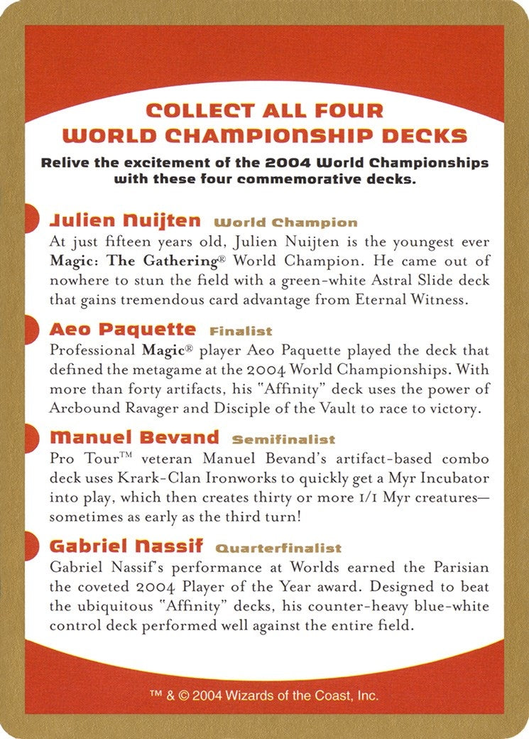 2004 World Championship Advertisement Card (World Championship Decks)