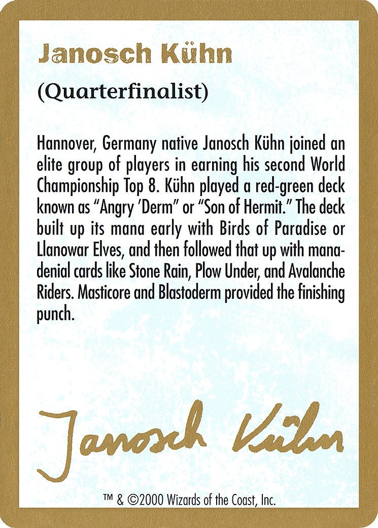 2000 Janosch Kuhn Biography Card (World Championship Decks)