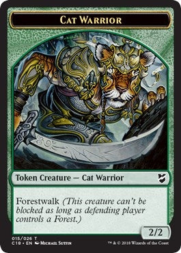 Cat Warrior // Plant Double-Sided Token (15 // 17) (Commander 2018)