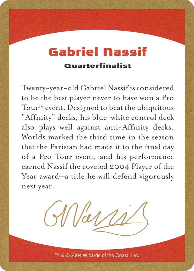 2004 Gabriel Nassif Biography Card (World Championship Decks)