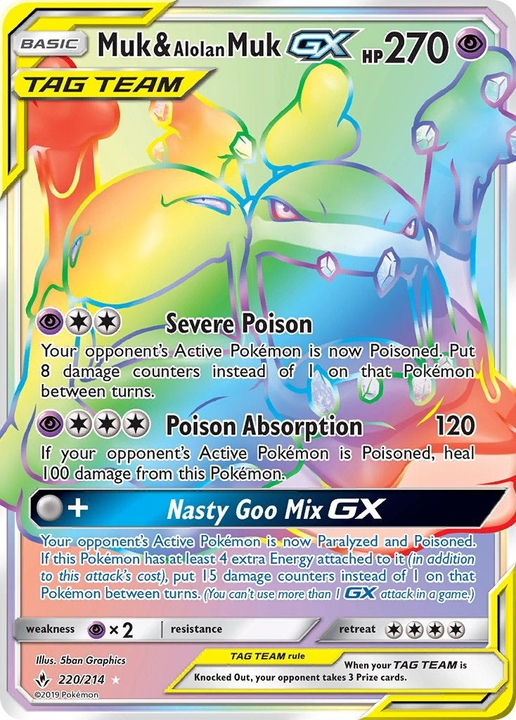 Image for Muk & Alolan Muk GX (Secret) (220/214) (SM - Unbroken Bonds) - Pokemon