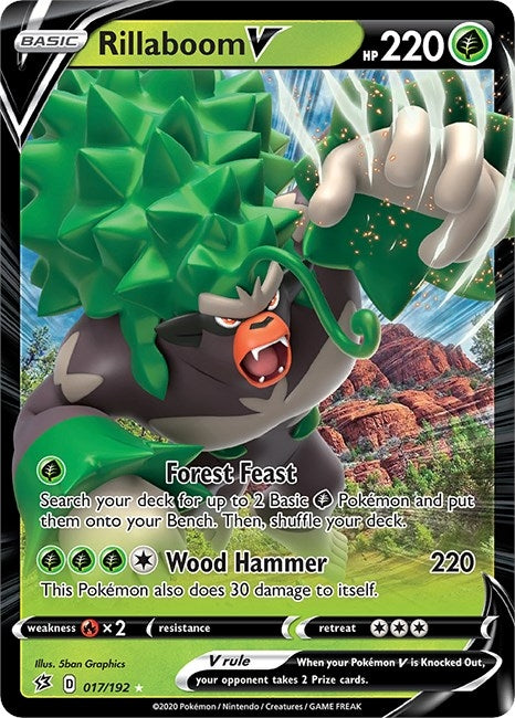 Image for Rillaboom V (017/192) (SWSH02: Rebel Clash) - Pokemon