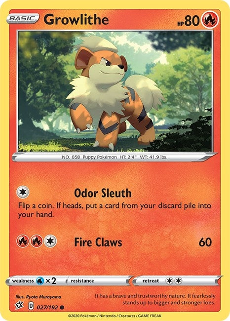 Image for Growlithe (027/192) (SWSH02: Rebel Clash) - Pokemon
