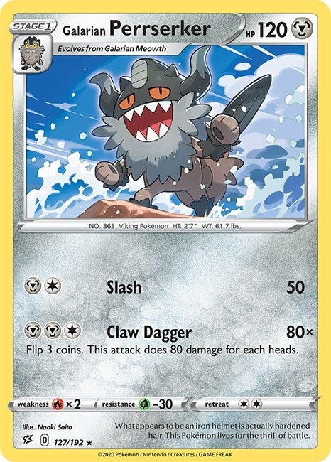 Image for Galarian Perrserker (127/192) (SWSH02: Rebel Clash) - Pokemon