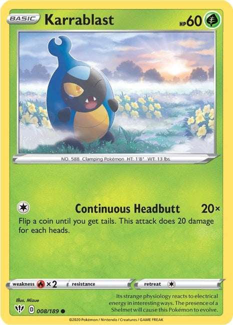 Image for Karrablast (008/189) (SWSH03: Darkness Ablaze) - Pokemon