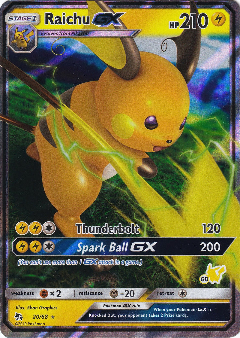 Image for Raichu GX - 20/68 (#60 Pikachu Stamped) (020/068) (Battle Academy) - Pokemon