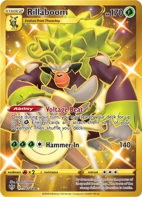 Image for Rillaboom (Secret) (197/189) (SWSH03: Darkness Ablaze) - Pokemon