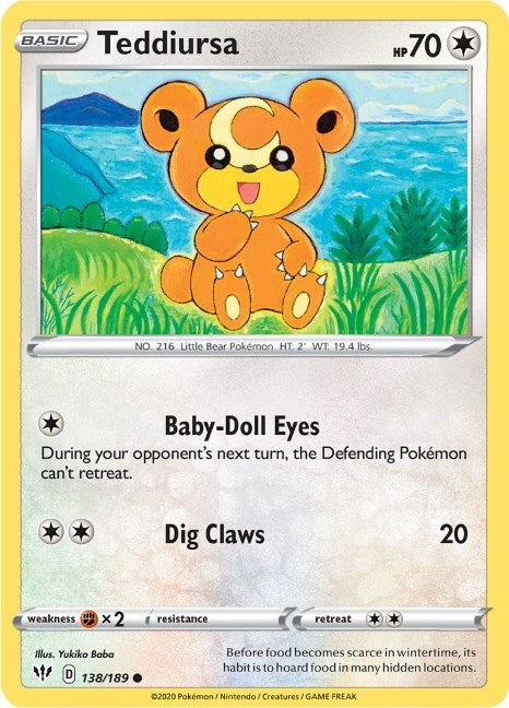 Image for Teddiursa (138/189) (SWSH03: Darkness Ablaze) - Pokemon