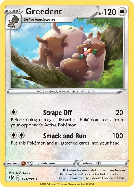 Image for Greedent (153/189) (SWSH03: Darkness Ablaze) - Pokemon