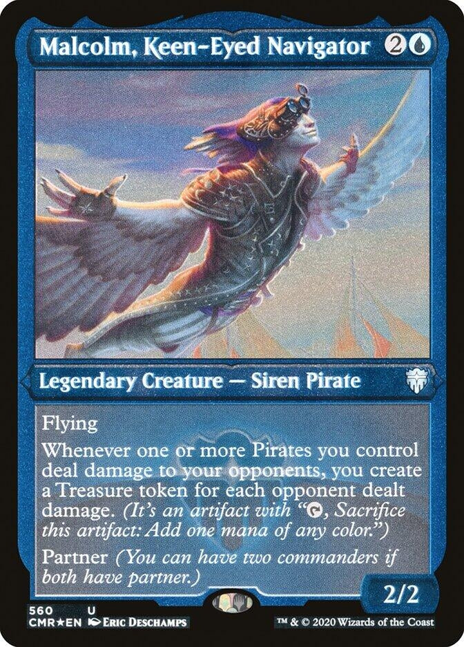 Malcolm, Keen-Eyed Navigator (Foil Etched) (560) (Commander Legends)