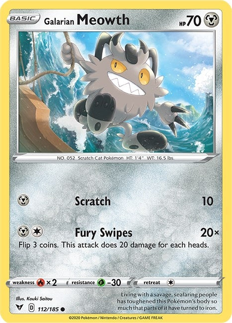Image for Galarian Meowth (112/185) (SWSH04: Vivid Voltage) - Pokemon