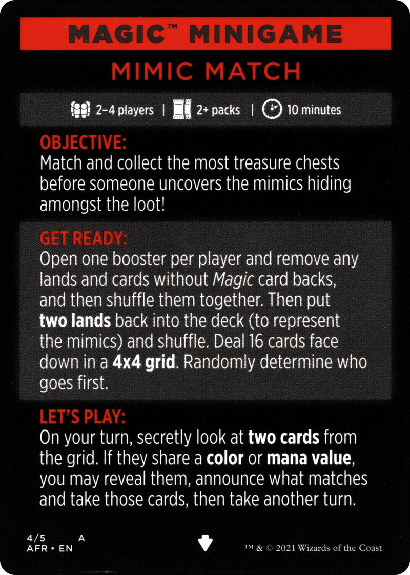 Magic Minigame: Mimic Match (4) (Adventures in the Forgotten Realms)