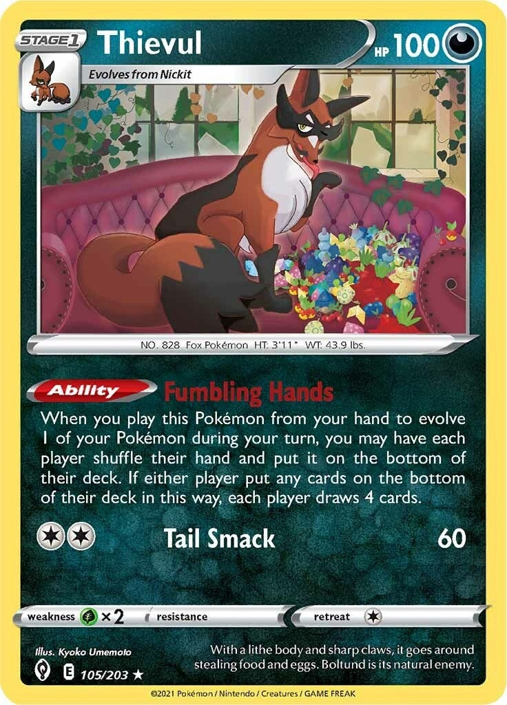 Image for Thievul (105/203) (SWSH07: Evolving Skies) - Pokemon