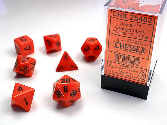Chessex: Opaque Orange/Black 7-Die Set