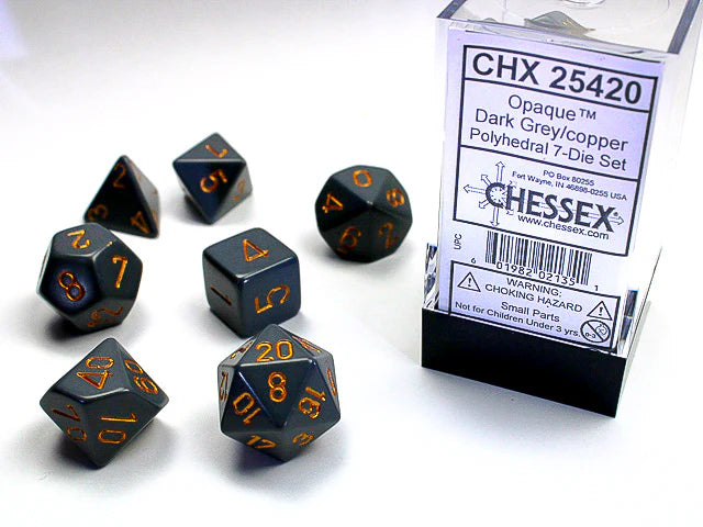 Chessex: Opaque Dark Grey/Copper 7-Die Set