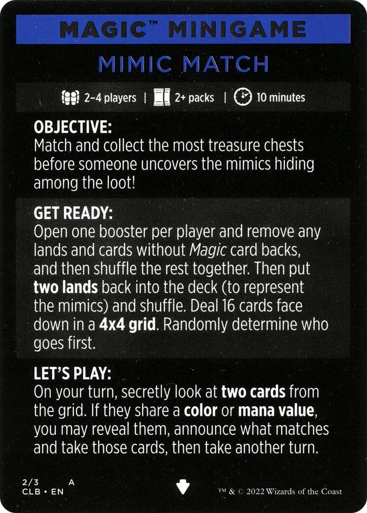 Magic Minigame: Mimic Match (2) (Commander Legends: Battle for Baldur's Gate)