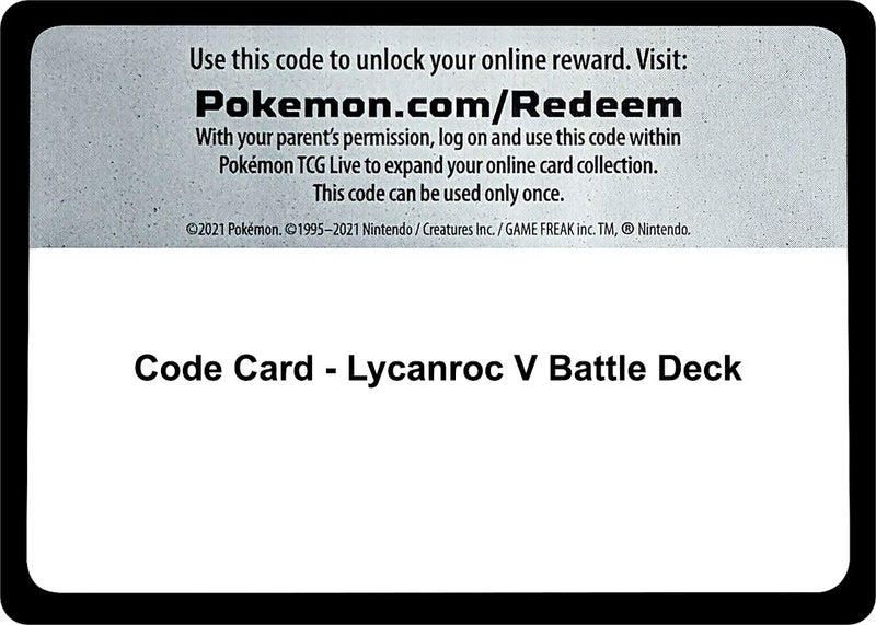 Image for Code Card - Lycanroc V Battle Deck (Miscellaneous Cards & Products) - Pokemon