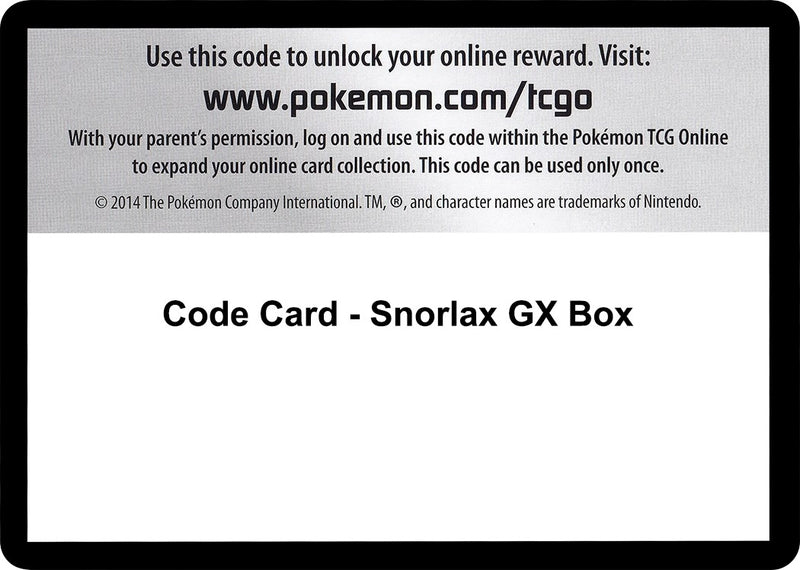 Image for Code Card - Snorlax GX Box (XY - Evolutions) - Pokemon