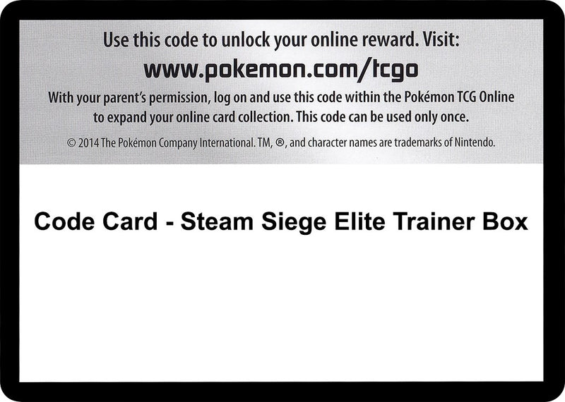 Image for Code Card - Steam Siege Elite Trainer Box (XY - Steam Siege) - Pokemon