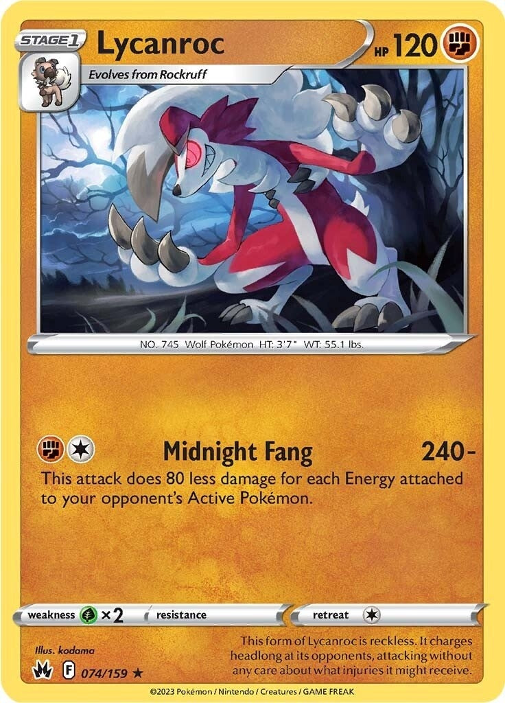 Image for Lycanroc (074/159) (SWSH: Crown Zenith) - Pokemon