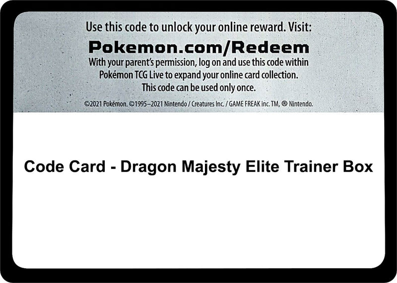 Image for Code Card - Dragon Majesty Elite Trainer Box (Dragon Majesty) - Pokemon