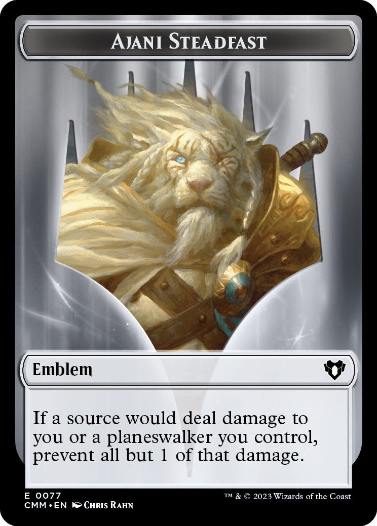 Emblem - Ajani Steadfast // Wizard Double-Sided Token (77 // 71) (Commander Masters)