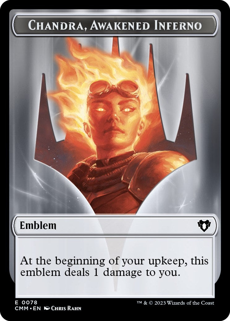 Emblem - Chandra, Awakened Inferno // Wizard Double-Sided Token (78 // 71) (Commander Masters)