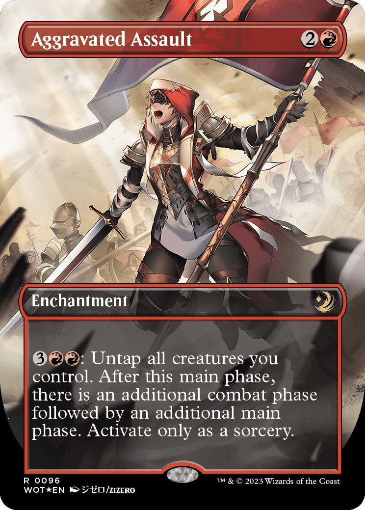 Aggravated Assault (Anime Borderless) (Confetti Foil) (96) (Wilds of Eldraine: Enchanting Tales)