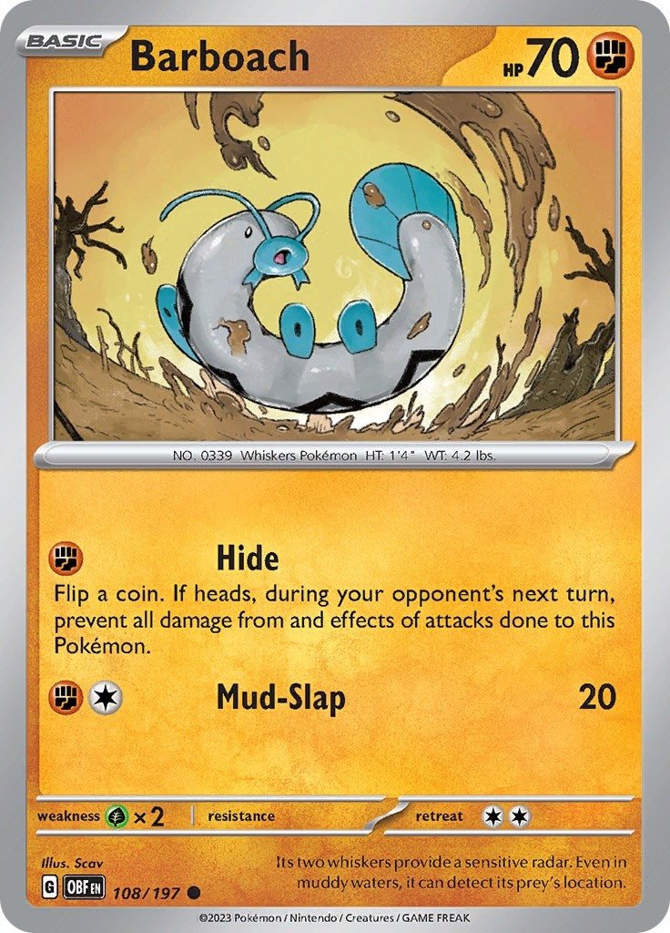 Image for Barboach (108/197) (SV03: Obsidian Flames) - Pokemon