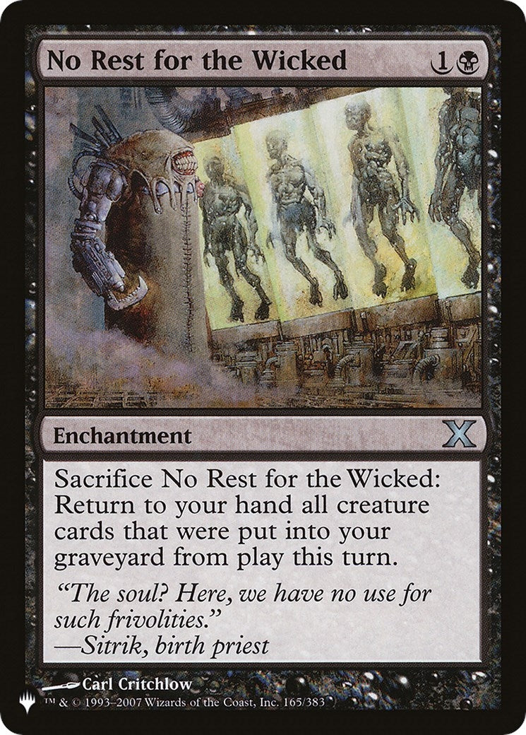 No Rest for the Wicked (165/383) (The List Reprints)