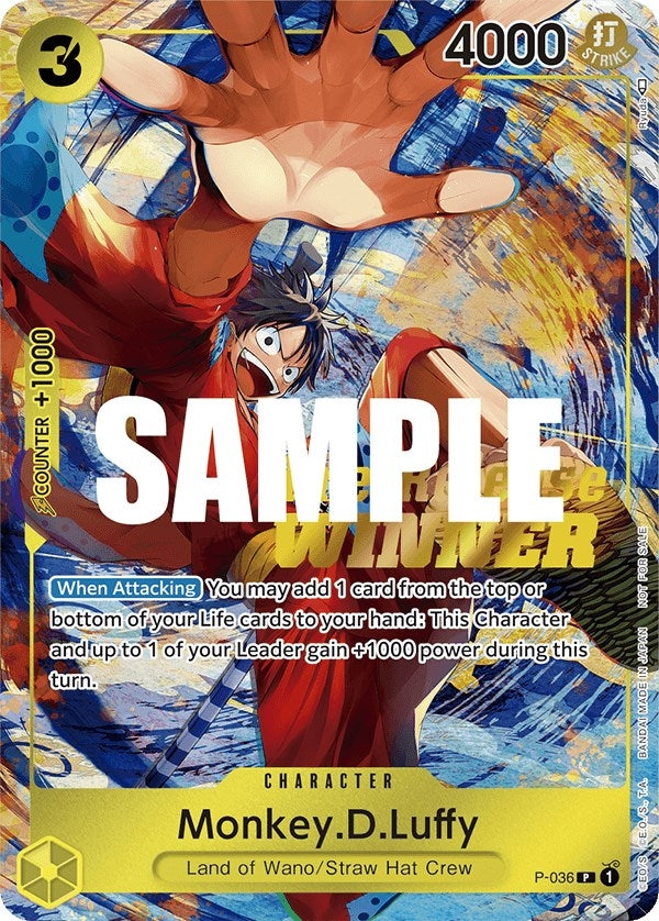 Image for Monkey.D.Luffy (Pre-Release Tournament) (Winner) (P-036) (One Piece Promotion Cards) - One Piece Card Game