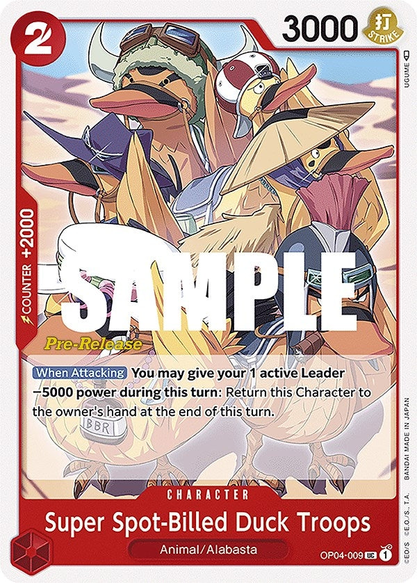 Super Spot-Billed Duck Troops (OP04-009) (Kingdoms of Intrigue Pre-Release Cards)