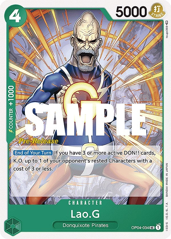Lao.G (OP04-034) (Kingdoms of Intrigue Pre-Release Cards)