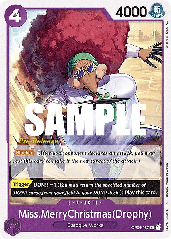 Image for Miss.MerryChristmas(Drophy) (OP04-067) (Kingdoms of Intrigue Pre-Release Cards) - One Piece Card Game