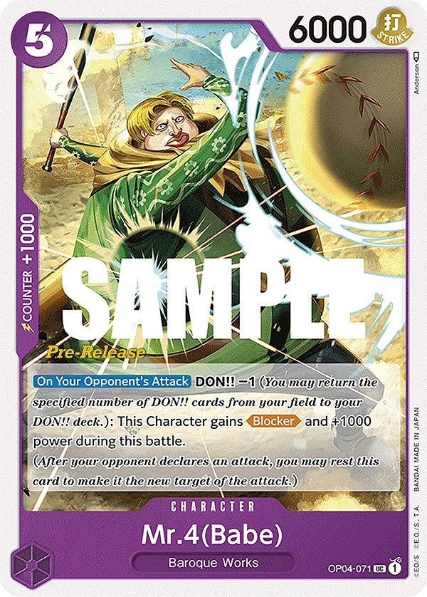 Mr.4 (Babe) (OP04-071) (Kingdoms of Intrigue Pre-Release Cards)