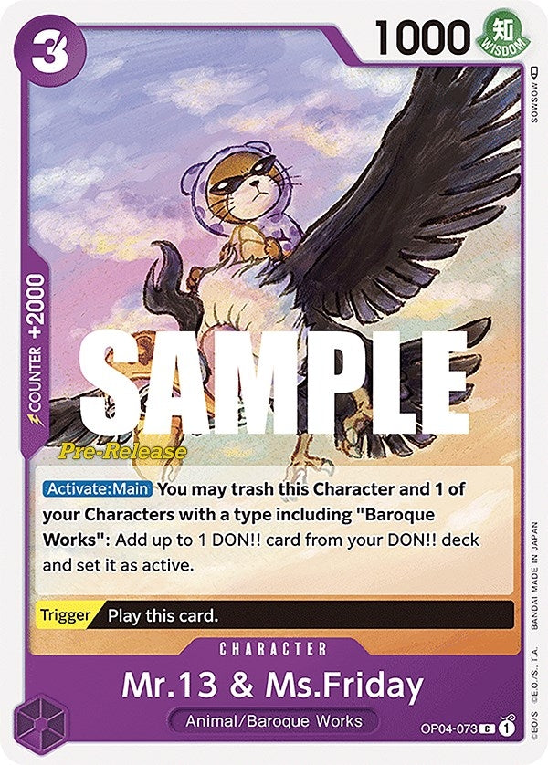 Mr.13 & Ms.Friday (OP04-073) (Kingdoms of Intrigue Pre-Release Cards)