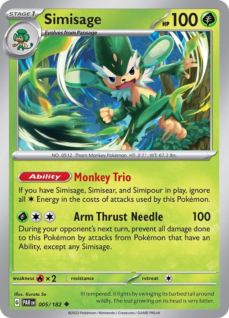 Image for Simisage (005/182) (SV04: Paradox Rift) - Pokemon