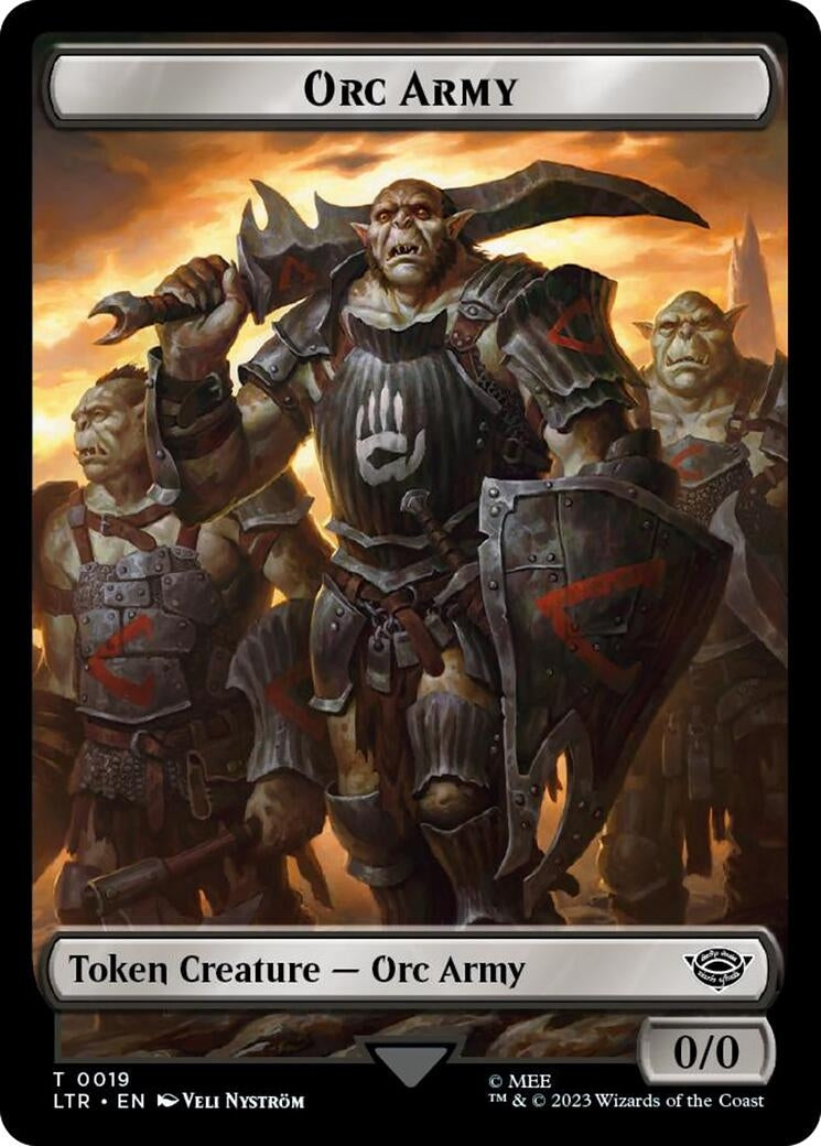 Orc Army (0019) // Food (0023) Double-Sided Token (Surge Foil) (19 // 23) (Universes Beyond: The Lord of the Rings: Tales of Middle-earth)