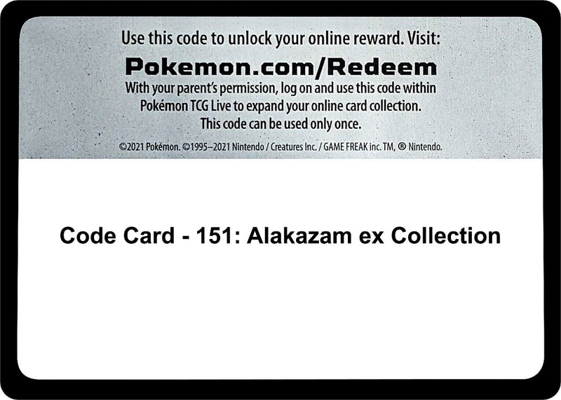 Image for Code Card - 151: Alakazam ex Collection (SV: Scarlet & Violet 151) - Pokemon