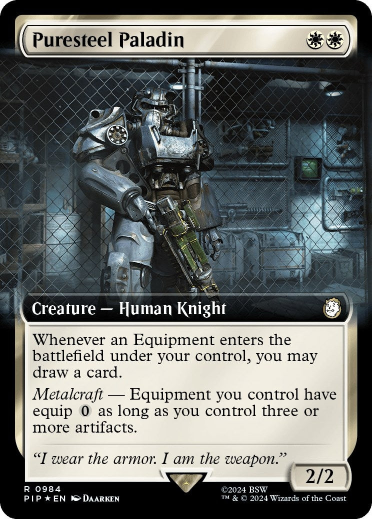 Puresteel Paladin (Extended Art) (Surge Foil) (984) (Universes Beyond: Fallout)