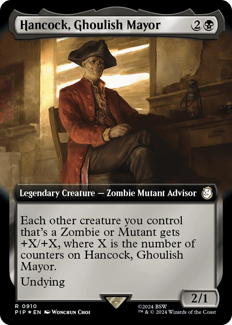 Hancock, Ghoulish Mayor (Extended Art) (Surge Foil) (910) (Universes Beyond: Fallout)