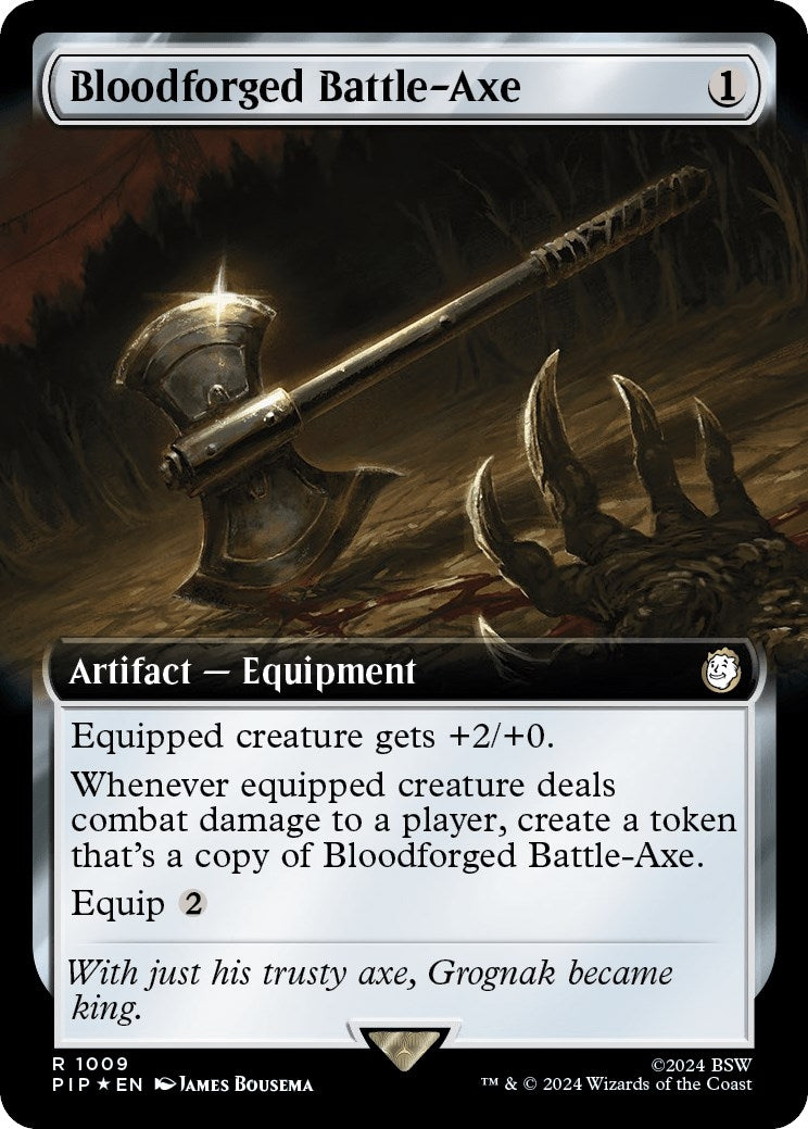 Bloodforged Battle-Axe (Extended Art) (Surge Foil) (1009) (Universes Beyond: Fallout)