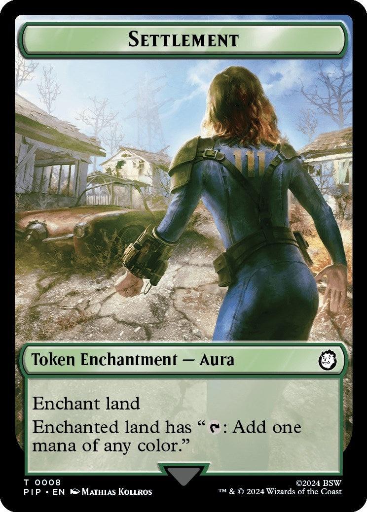 Settlement // Human Soldier Double-Sided Token (8 // 3) (Universes Beyond: Fallout)