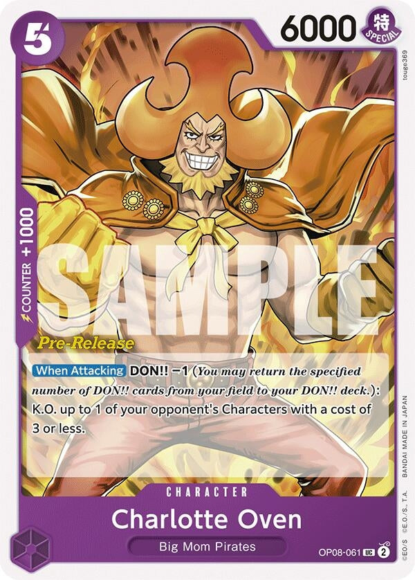 Image for Charlotte Oven (OP08-061) (Two Legends Pre-Release Cards) - One Piece Card Game