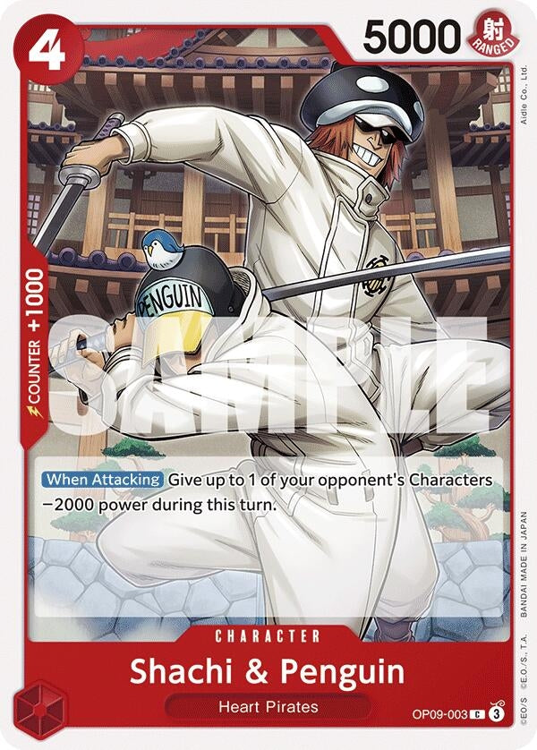 Image for Shachi & Penguin (OP09-003) (Emperors in the New World) - One Piece Card Game