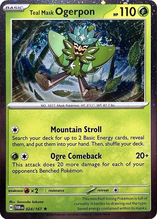 Image for Teal Mask Ogerpon (Cosmos Holo) (024/167) (Miscellaneous Cards & Products) - Pokemon