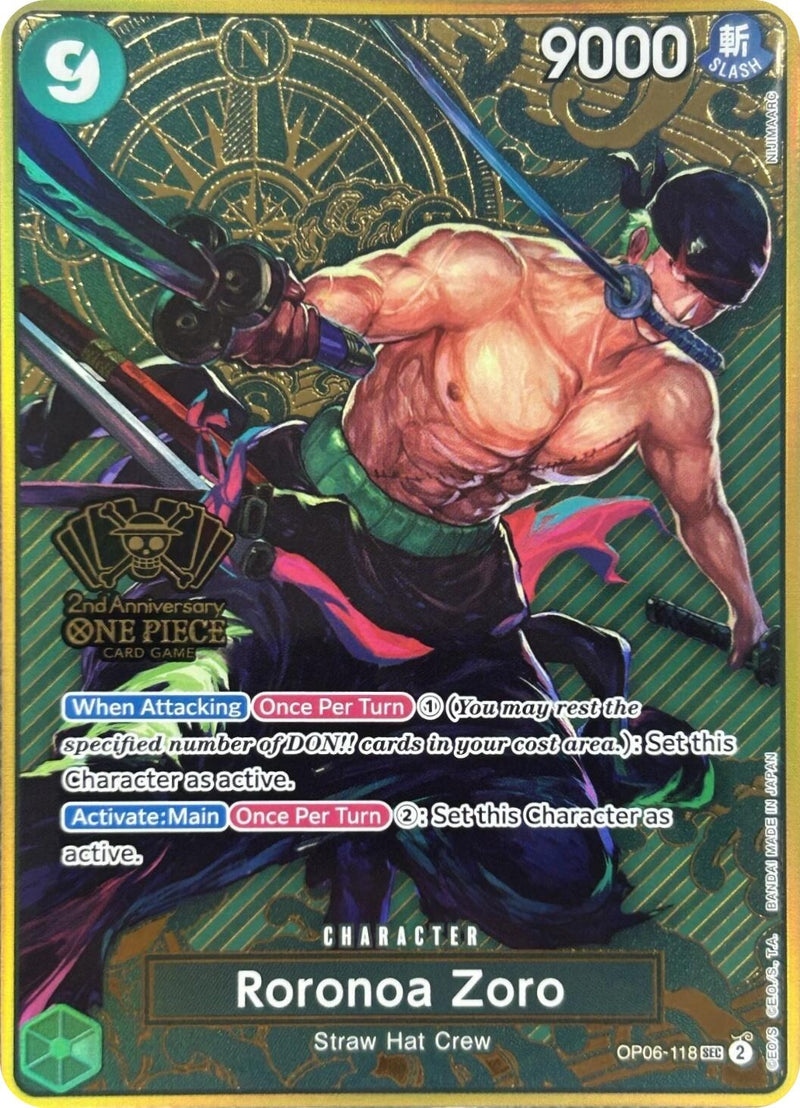 Roronoa Zoro (One Piece Japanese Version 2nd Anniversary Set) (OP06-118) (One Piece Promotion Cards)
