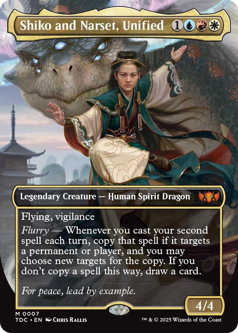 Shiko and Narset, Unified (Borderless) (7) (Commander: Tarkir: Dragonstorm) (TDC)