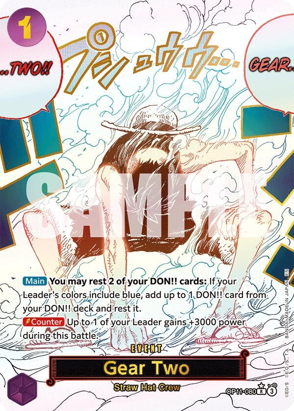 Image for Gear Two (Alternate Art) (OP11-080) (A Fist of Divine Speed) - One Piece Card Game